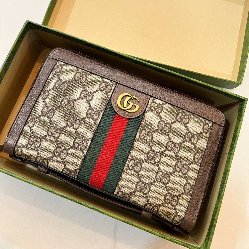 AUTHENTIC GUCCI Diamante Travel case Diamante Zip Around Long Wallet